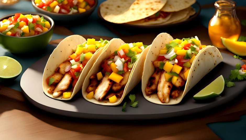Grilled Chicken Tacos with Mango Salsa,healthy tacos
