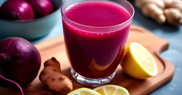 beet-root, ginger and lemon juice